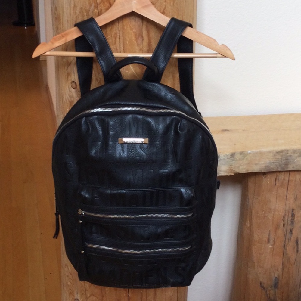 EUC Black and Silver Steve Madden Monogram Backpack